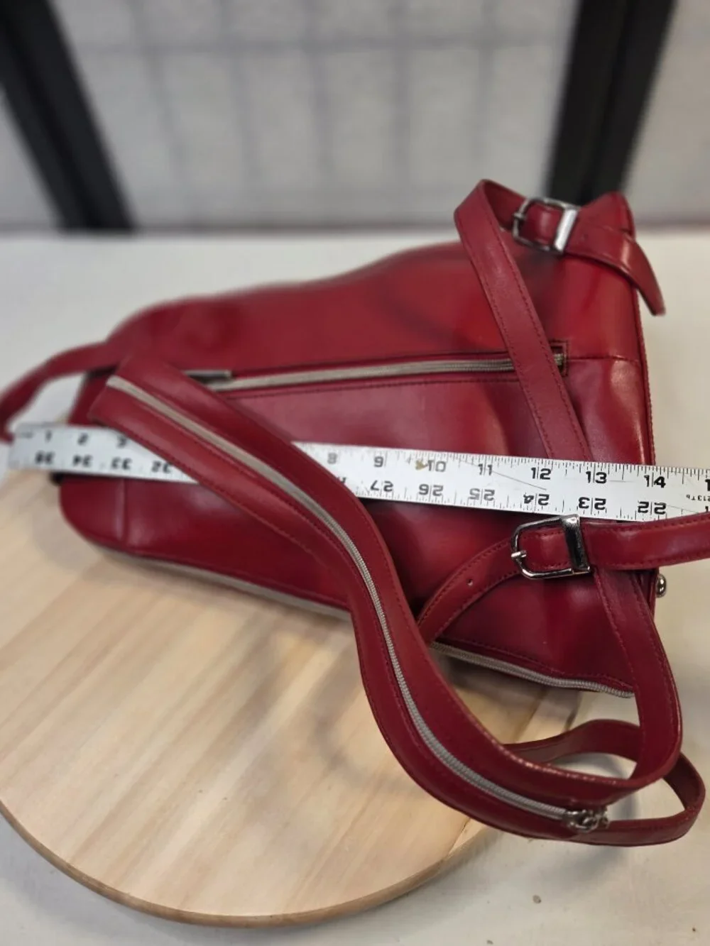 Wilson Leather Pelle Studio 90's Red Leather Sling Backpack Purse Women Medium
